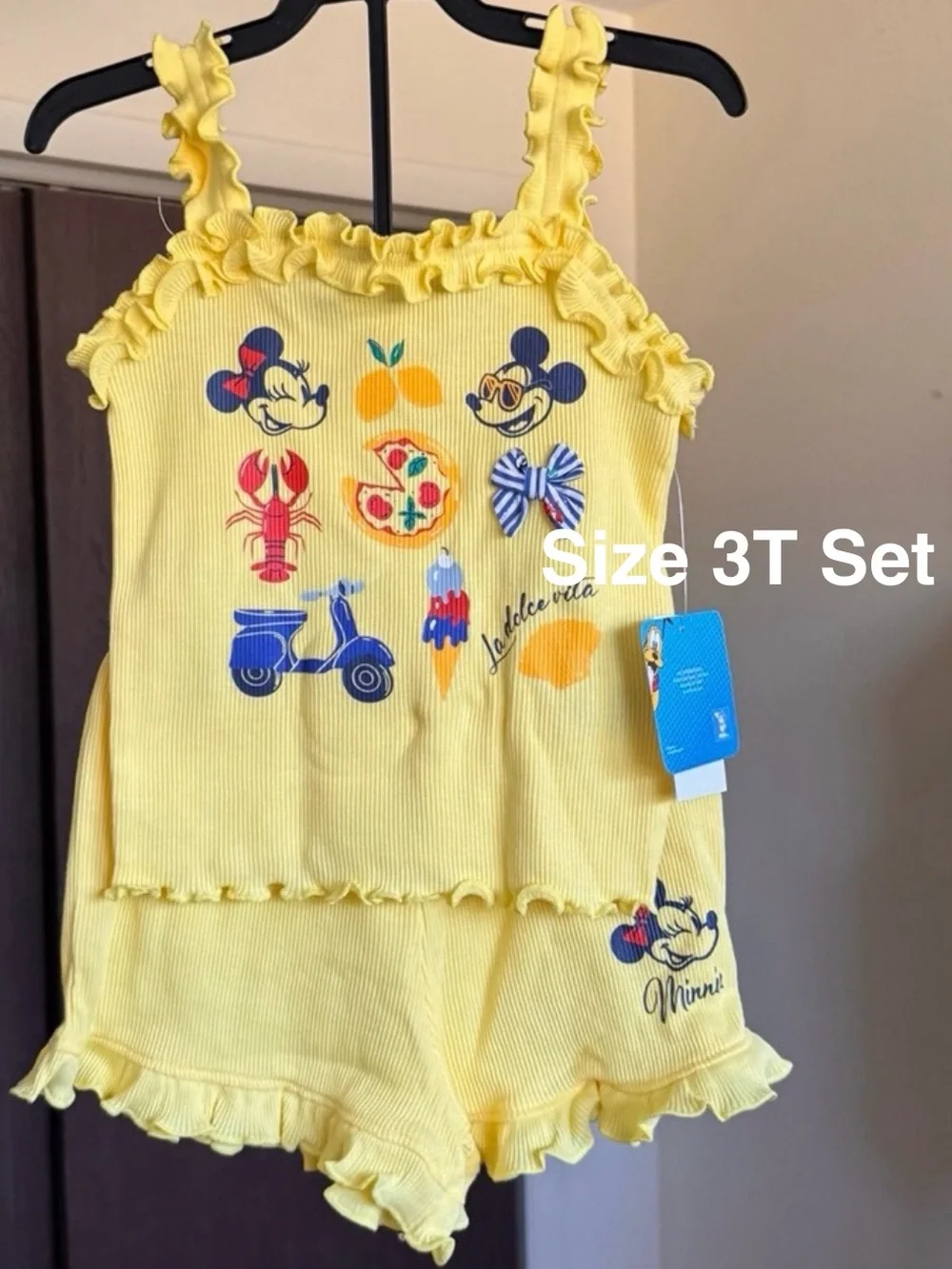 Disney Minnie & Mickey Mouse Toddler Girls La Dolce Vita Graphic Tank Top Set,3T